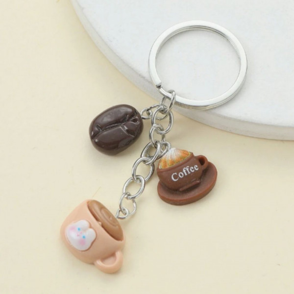 Cute 1pc Cartoon Coffee Cup Shaped Resin Keychain