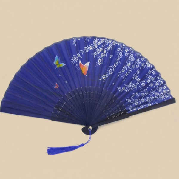 Retro Style Portable Tassel Folding Bamboo Fan