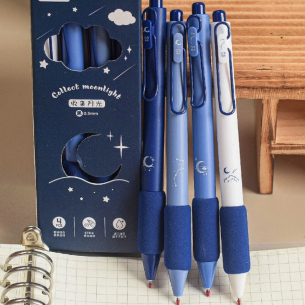 4pcs School & Office Writing Pen, Black Ink, 0.5 mm 