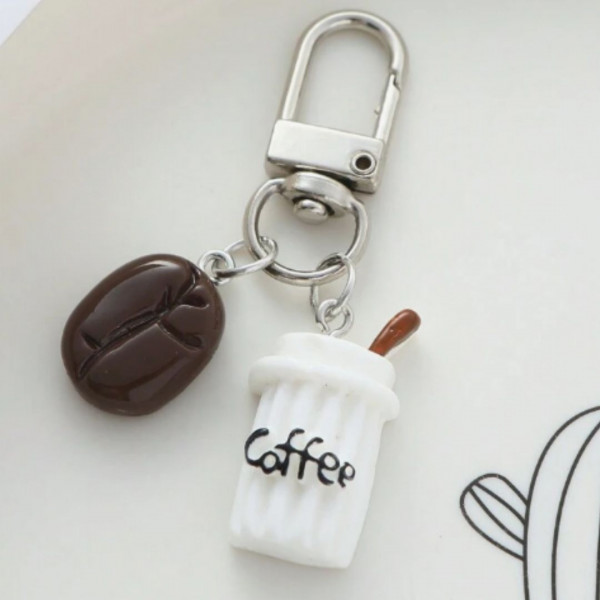 Creative Resin Coffee Bean & Coffee Cup Keychain 