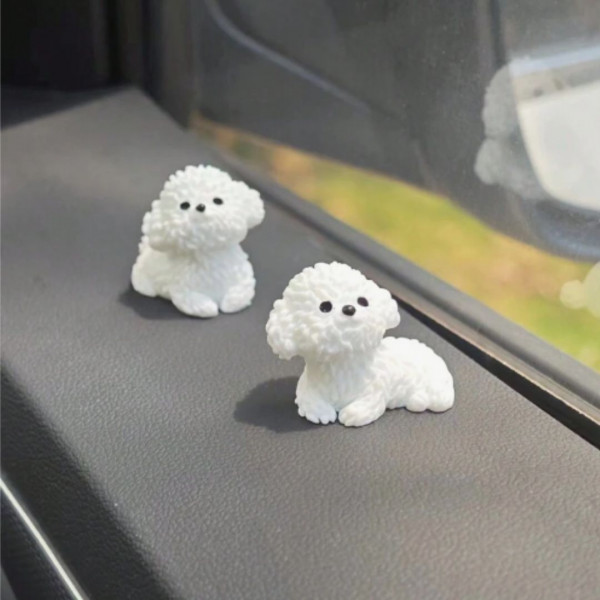 2pcs Super Cute White Bichon Dog Car Ornaments