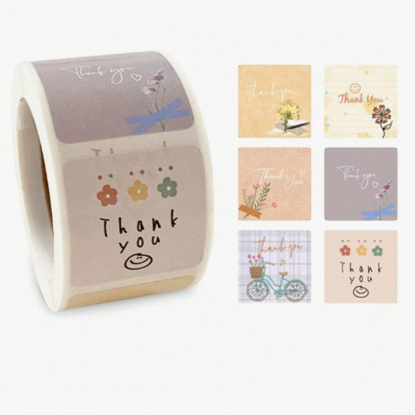 500pcs Thank You Cartoon Stickers  (2.8 *2.8 cm)