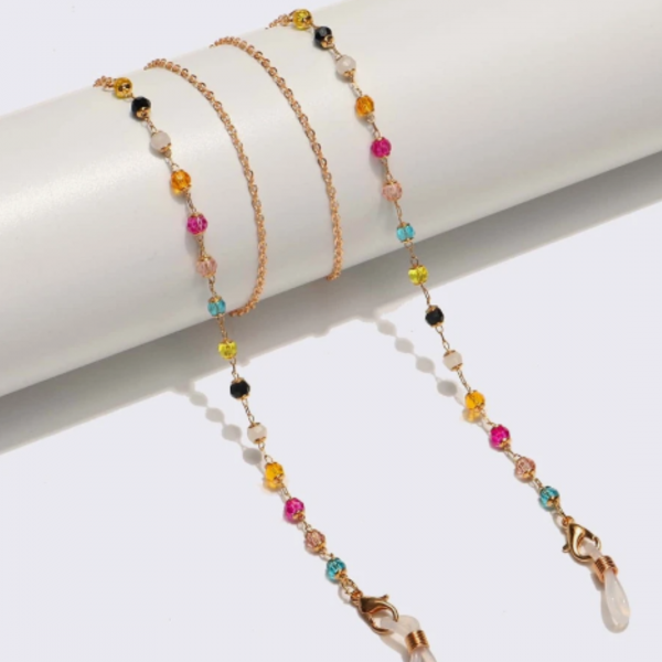 Copper Colored Crystal Fashionable And Portable Eyeglasses Chain For Women