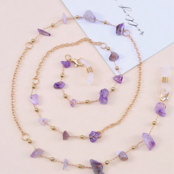 Cute  Natural Stone & Alloy Chain Sunglasses Strap