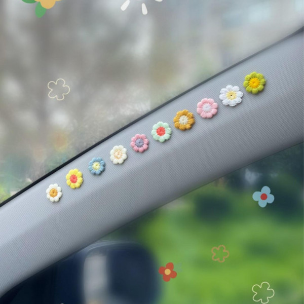 10pcs Flower Shaped Fabric Car Interior Sticker