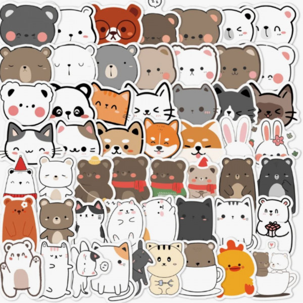 75pcs Cute Cartoon Bear Doodle Stickers 