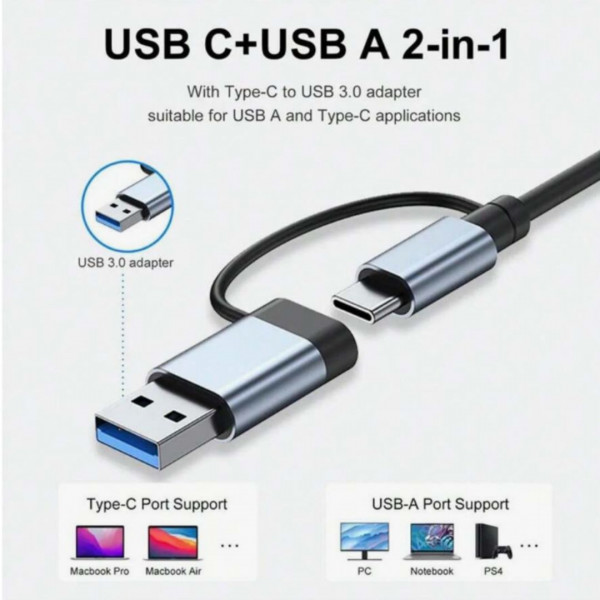 7IN1 USB HUB Splitter USB2.0 7 Port Hub Splitter USB-C