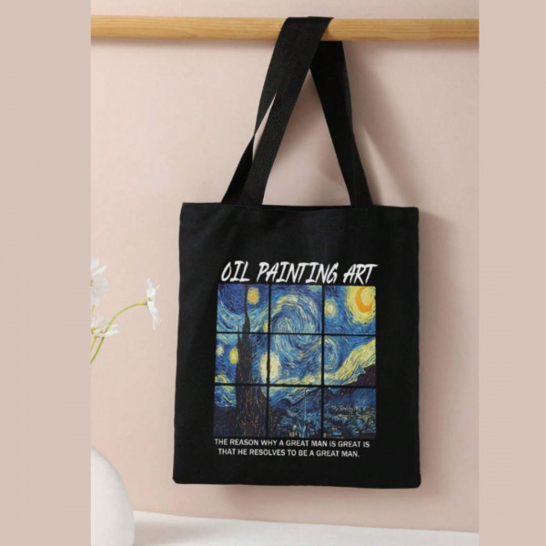 Van Gogh Oil Painting Pattern Double Sided Printing Shoulder Shopper Bag Starry Night