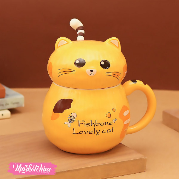 ceramic mug - fish bone lovely cat
