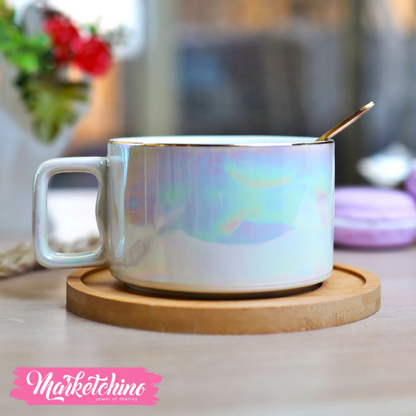 Ceramic Cup&plate-White Pastel 