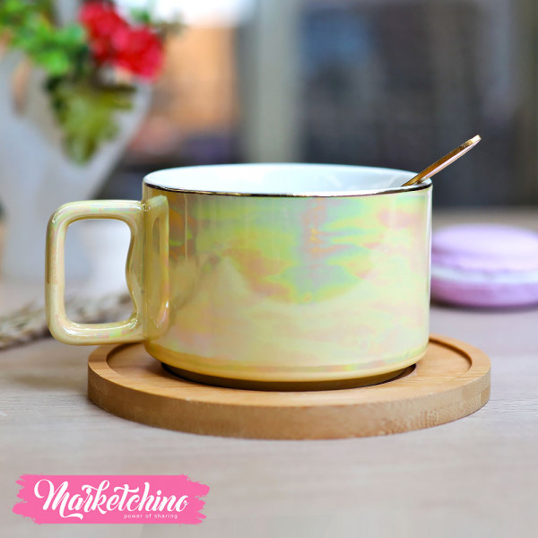 Ceramic Cup&plate-Yellow Pastel 