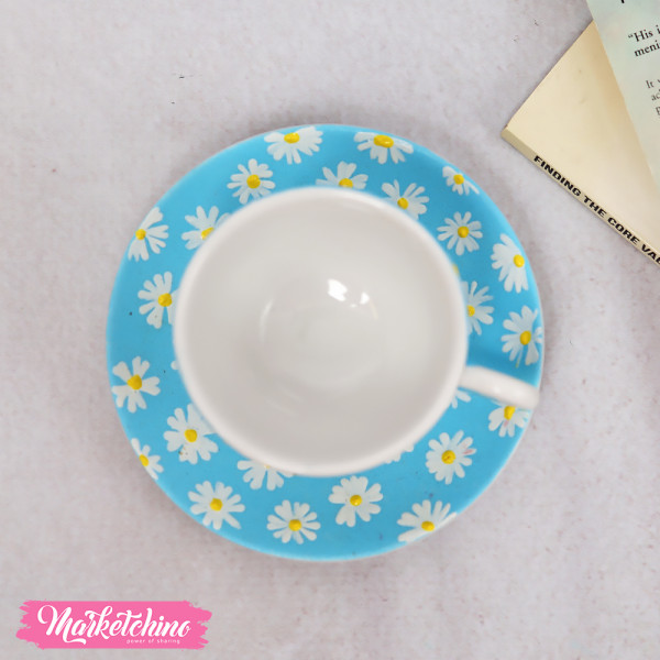 Painted Cup&Plate-Daisy Flower  