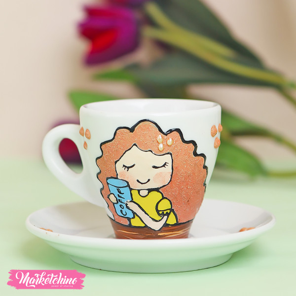 Painted Cup&Plate For Coffee-تملكين وجها خلق ليبتسم