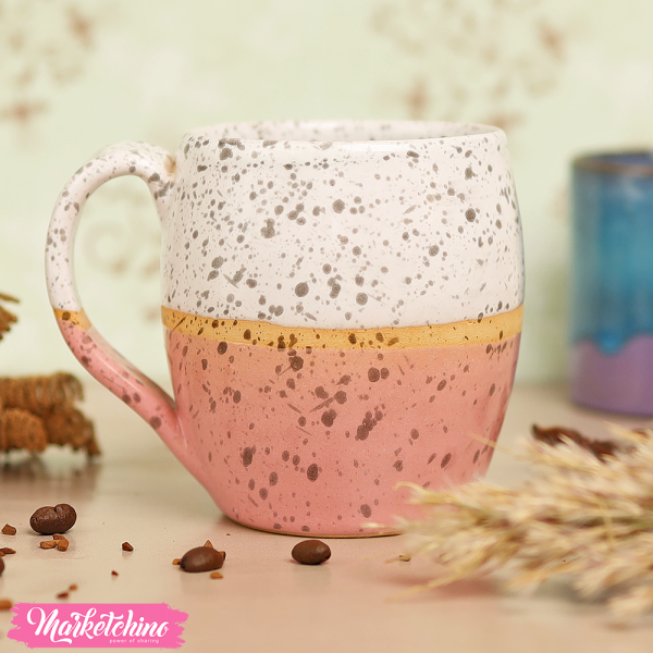 Pottery mug-Pink Dotes