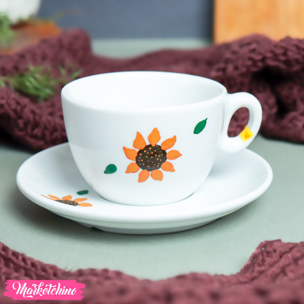 Painted Cup&Plate-Sun Flower