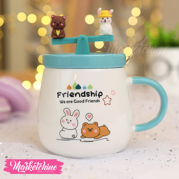 Ceramic Mug-Turquoise Bunny