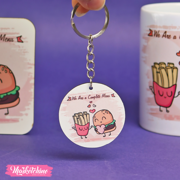 Wooden Keychain We Are Complete Menu