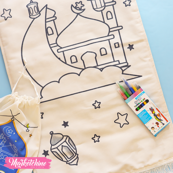 Prayer Rug&Coloring For Kids-Blue