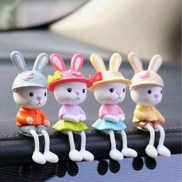 4pcs Cute Car Decoration Little Rabbit Car Ornament  