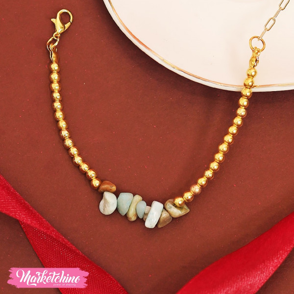 Gold Bracelet Agate - Mint Green