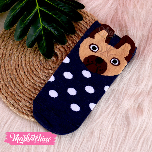  Foot Socks-Cat-Dark Blue