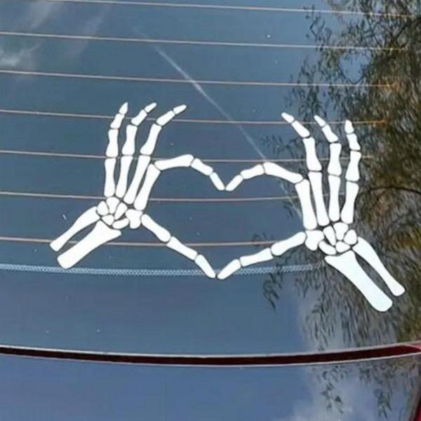  Skeleton Hand & Heart Pattern Car Sticker