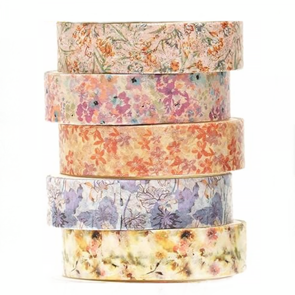 5Rolls Washi Flower Pattern (200 cm)