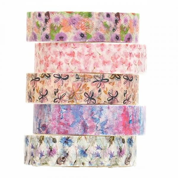 5Rolls Washi  Flower Pattern (200 cm)