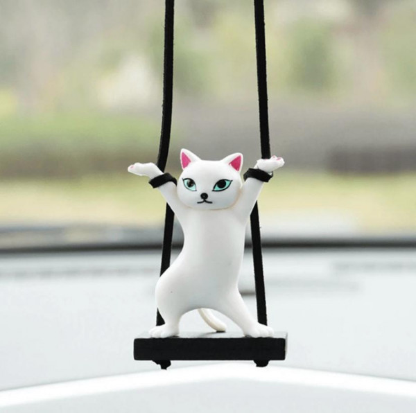 Swinging Dancing Cat Car Charm