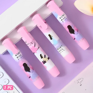1Pc Random Retractable Eraser Mechanical Eraser Pen - Girl