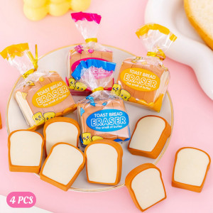 4 Pcs Of 3D Random Eraser Toast