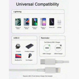  Fast Charging Data Cable,USB C To Lightning Cable Compatible With Iphone  20 W (2 m )