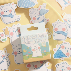 45pcs Soft And Cute Cartoon Rabbit And Cat Sticker Set For Daily Life