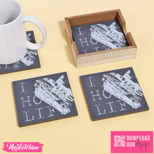 Set Of 4Pcs Of wooden Coaster & Stand - Home Life