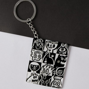  Wotto Cartoon Pattern Square Charm Keychain