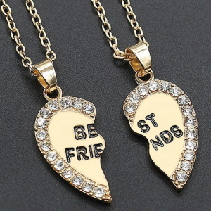 2pcs Cubic Zirconia Decor Heart Pendant Necklace