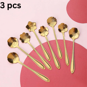 3 pcs Random Stainless Steel Flower Spoon