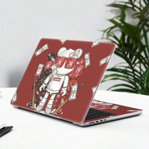 1 Pc Cartoon Bear  PVC Laptop Sticker  (15.6-16 Inch )