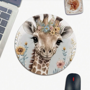 Floral Deer Pattern Mouse Pad With Anti-Slip Rubber 