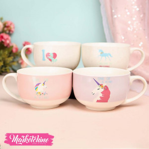 Ceramic Mug-Set Of 4-Unicorn