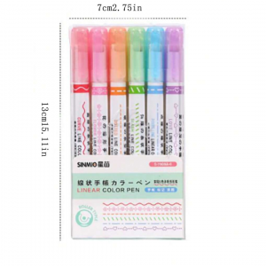 6pcs Fruit Pattern Line Color Pen