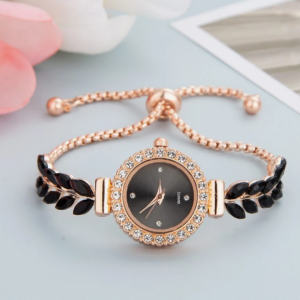 New Fashion Casual Women's Bracelet Watch With Cute Round Dial & Rhinestone Crystal