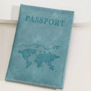 Vintage World Map & Letter Print Matte Surface Pu Passport Case 