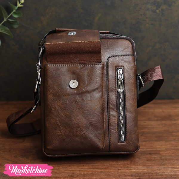 Leather Cross Bag For Men-Brown Jeep-Large