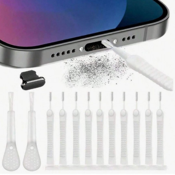 13PCS Mobile Phone Speaker Dust Removal Cleaner Tool & Silicone Dust Plug Type Iphone 